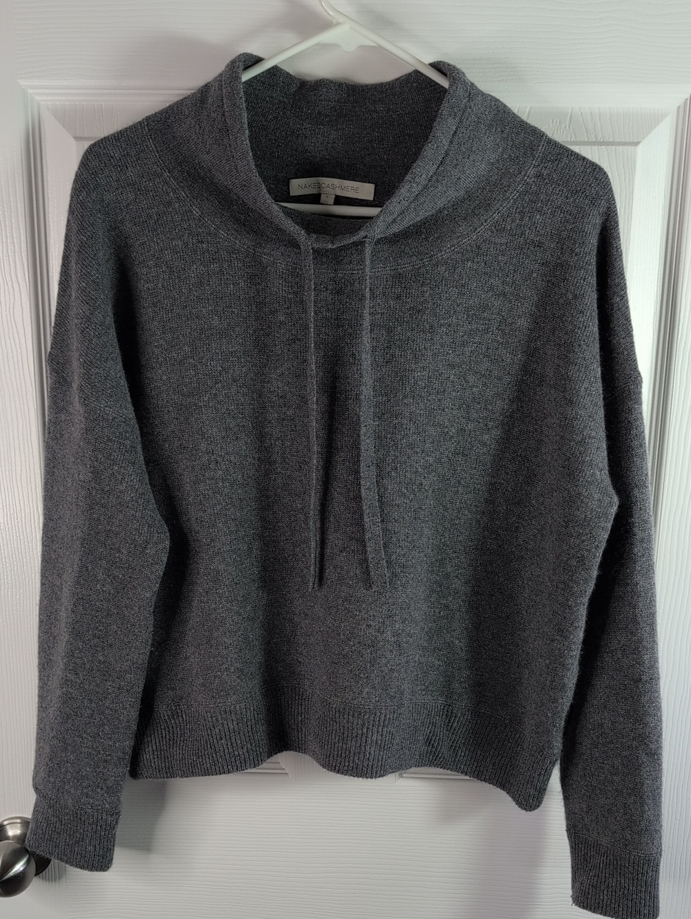 NakedCashmere Charcoal Drawstring Funnel Neck Sweater Size S